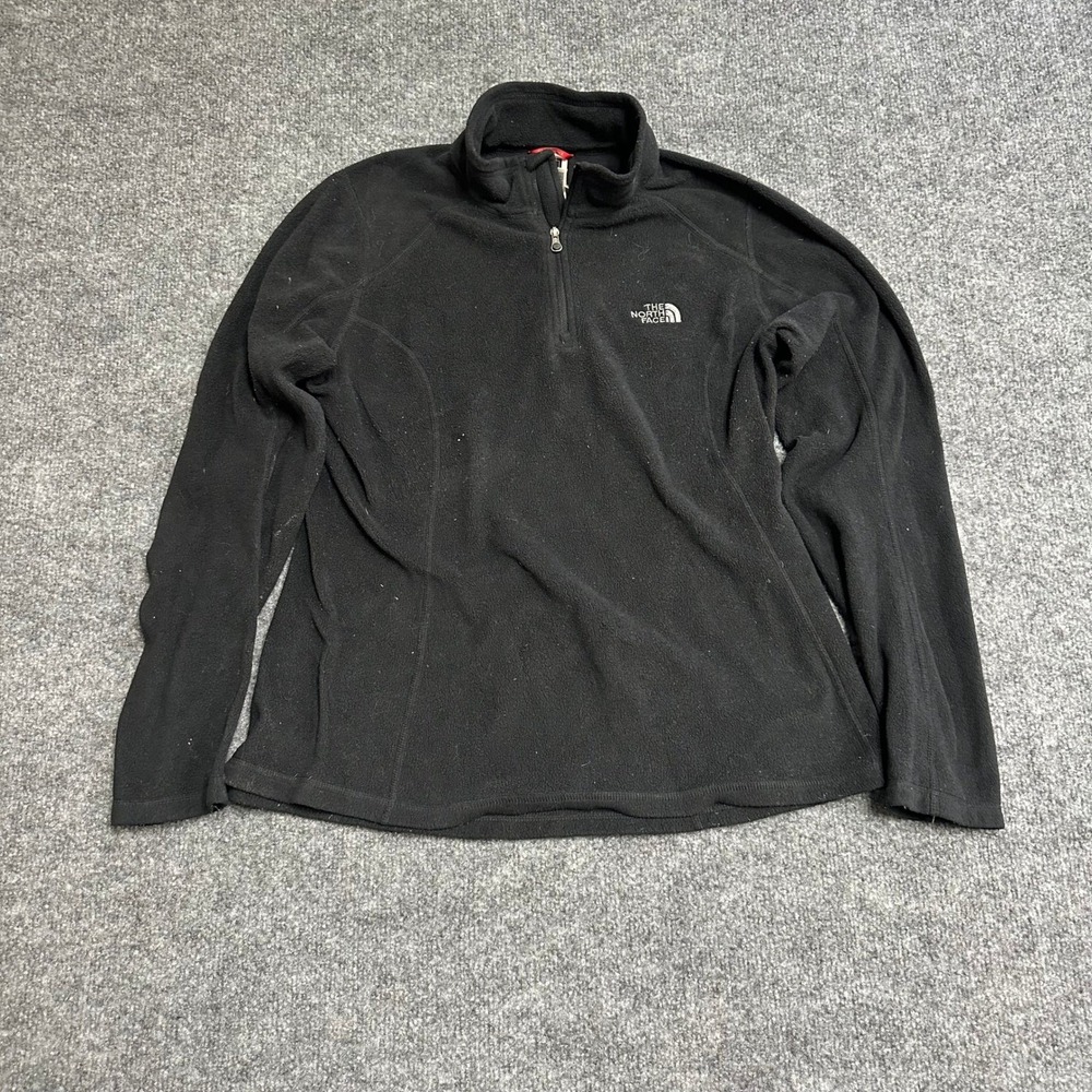 The North Face Fleece Pullover Womens Size M Black Quarter Zip TKA 100 Athletic